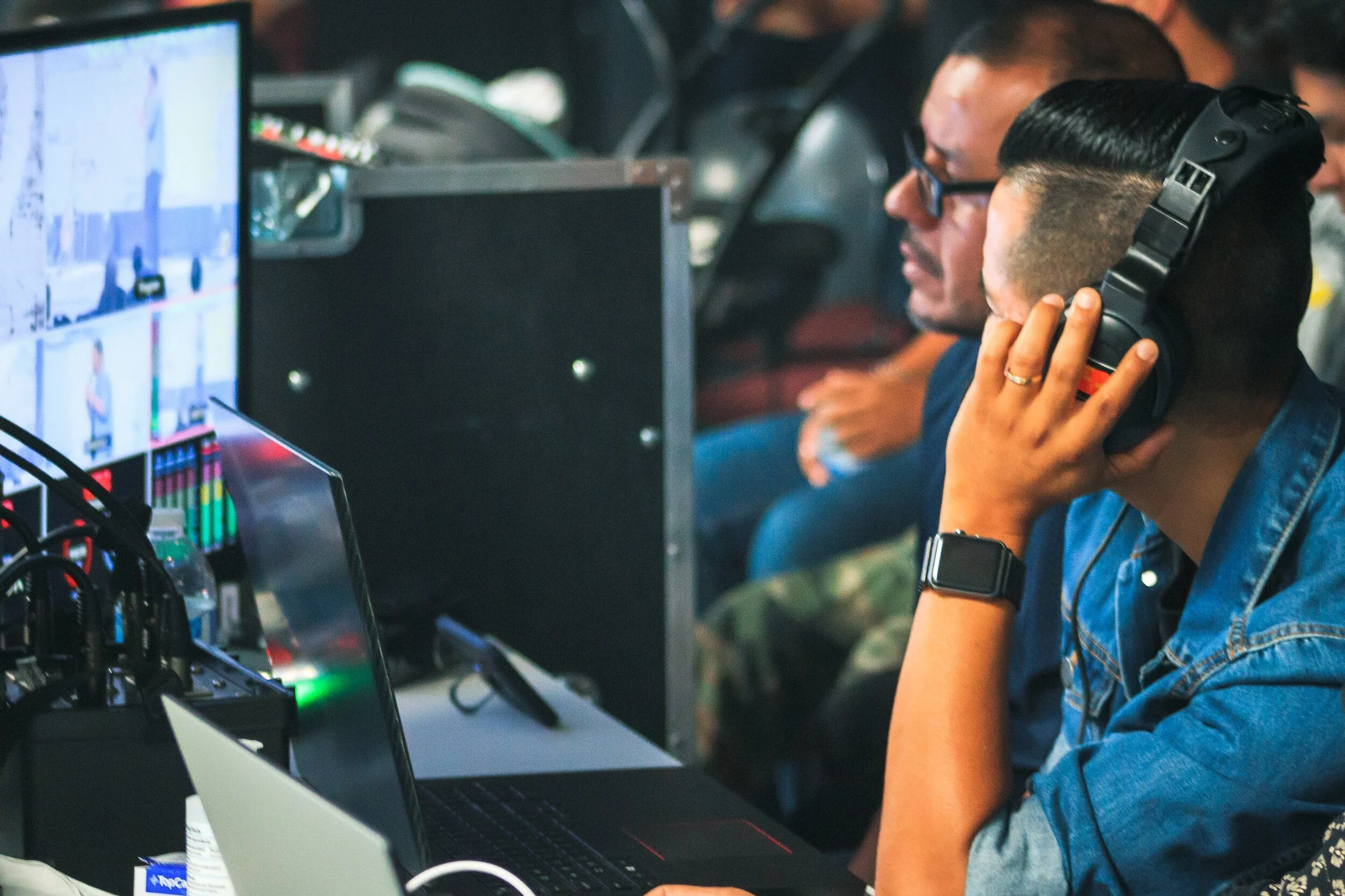 Onstaz live event production team monitoring a broadcast